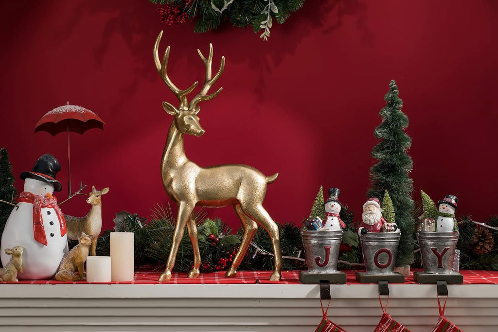 Gold Reindeer Christmas Decoration Indoor - Large Christmas Reindeer Decor Statue 11 * 6.9 * 20.9 Inch