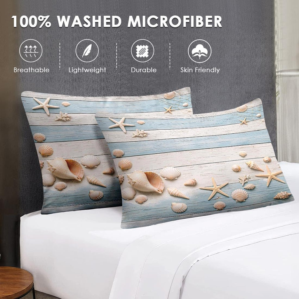 7 Pcs Comforter Set, Coastal Beach Bedding