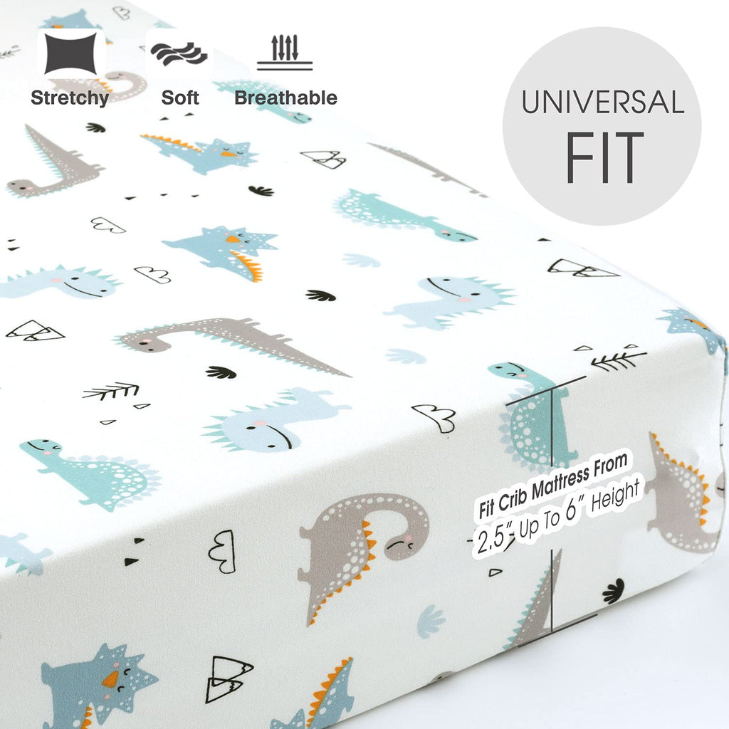 Stretchy Ultra Soft Jersey Knit Fitted Crib Sheets Set 2 Pack, Deep Pocket and Cozy Fits All Standard Crib Mattress