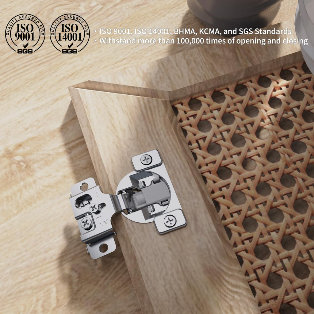 50 Pack Face Frame Cabinet Hinges, 1/2" Overlay, Soft Close, 105°