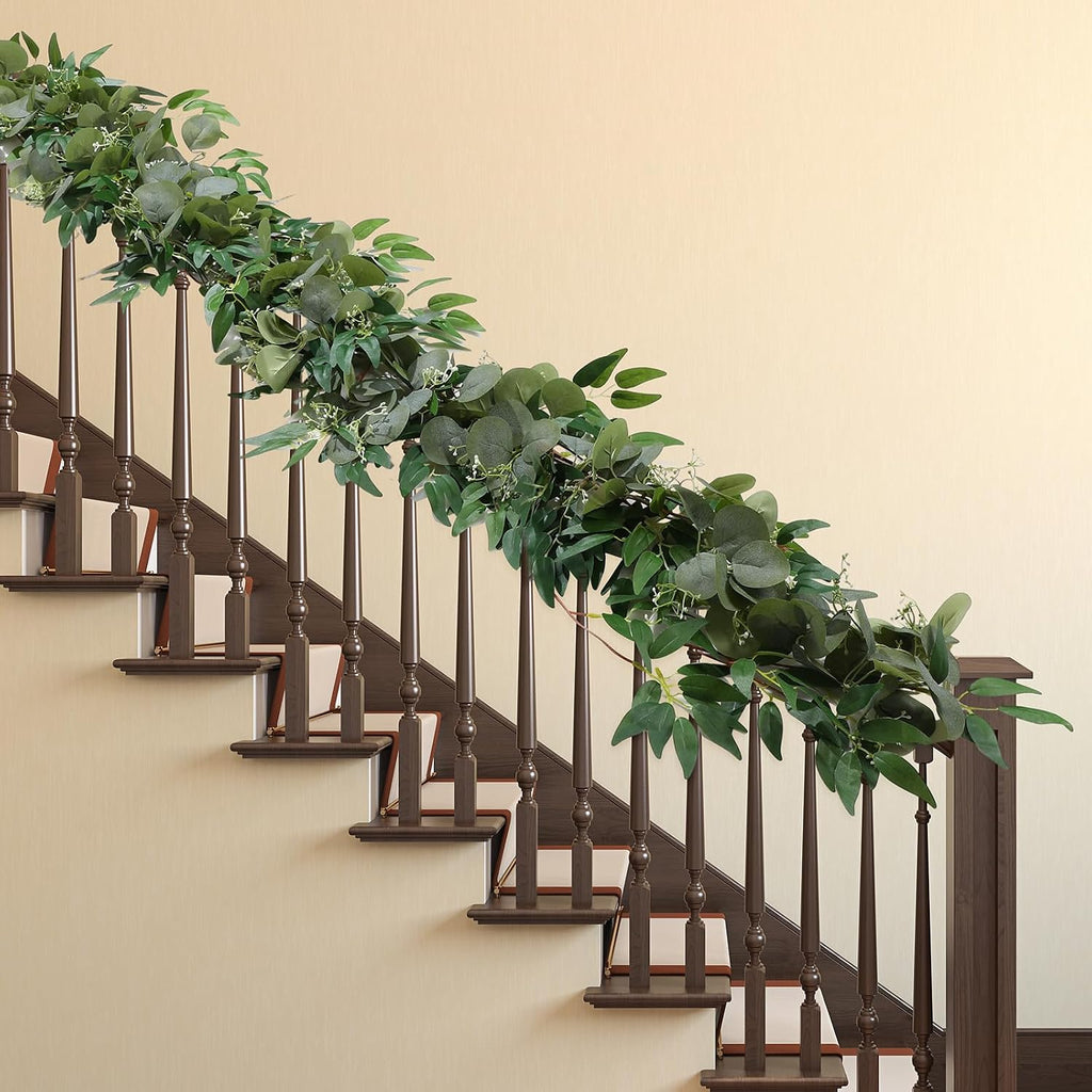 10 Sets Artificial Greenery Garlands Bulk Total 55.8 Feet Silver Dollar Eucalyptus Garland with Fake Willow Vines
