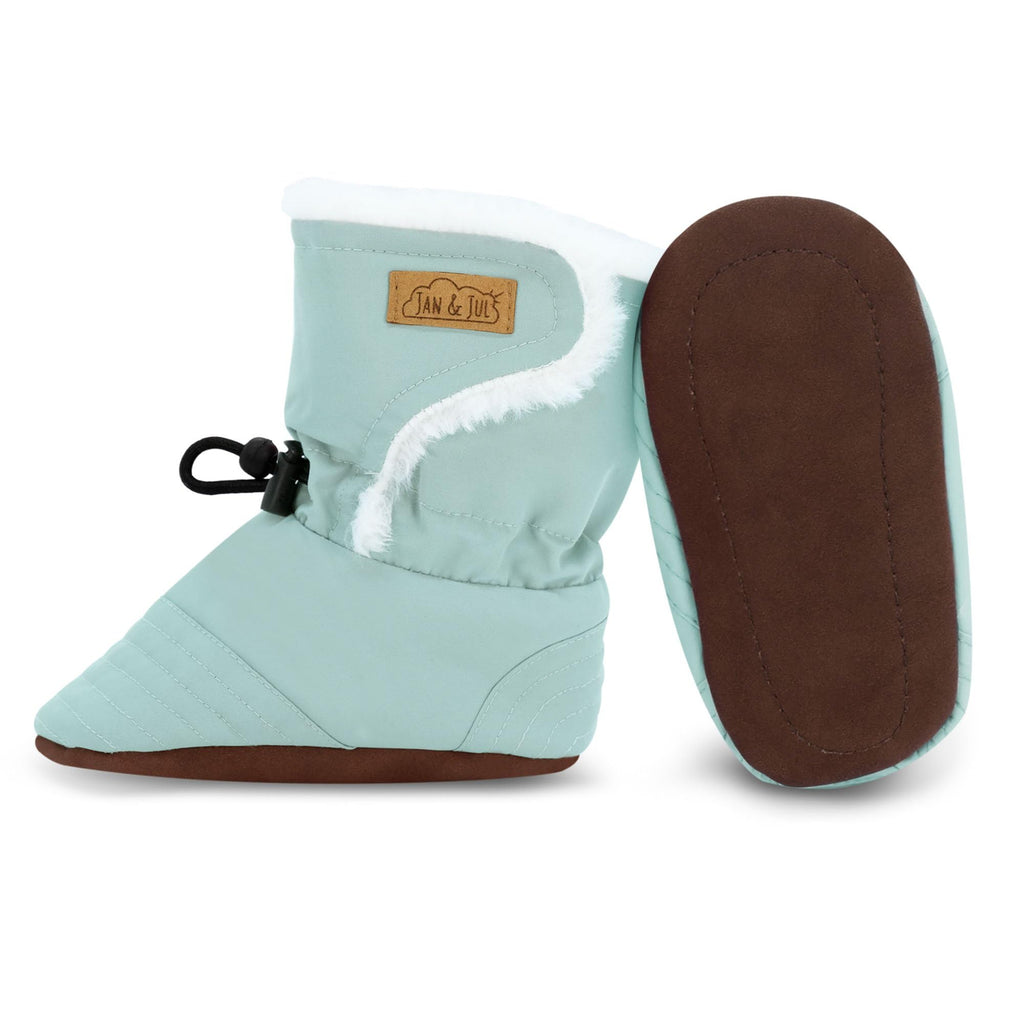 Stay-Put Winter Baby Booties (Dusty Mint, L)