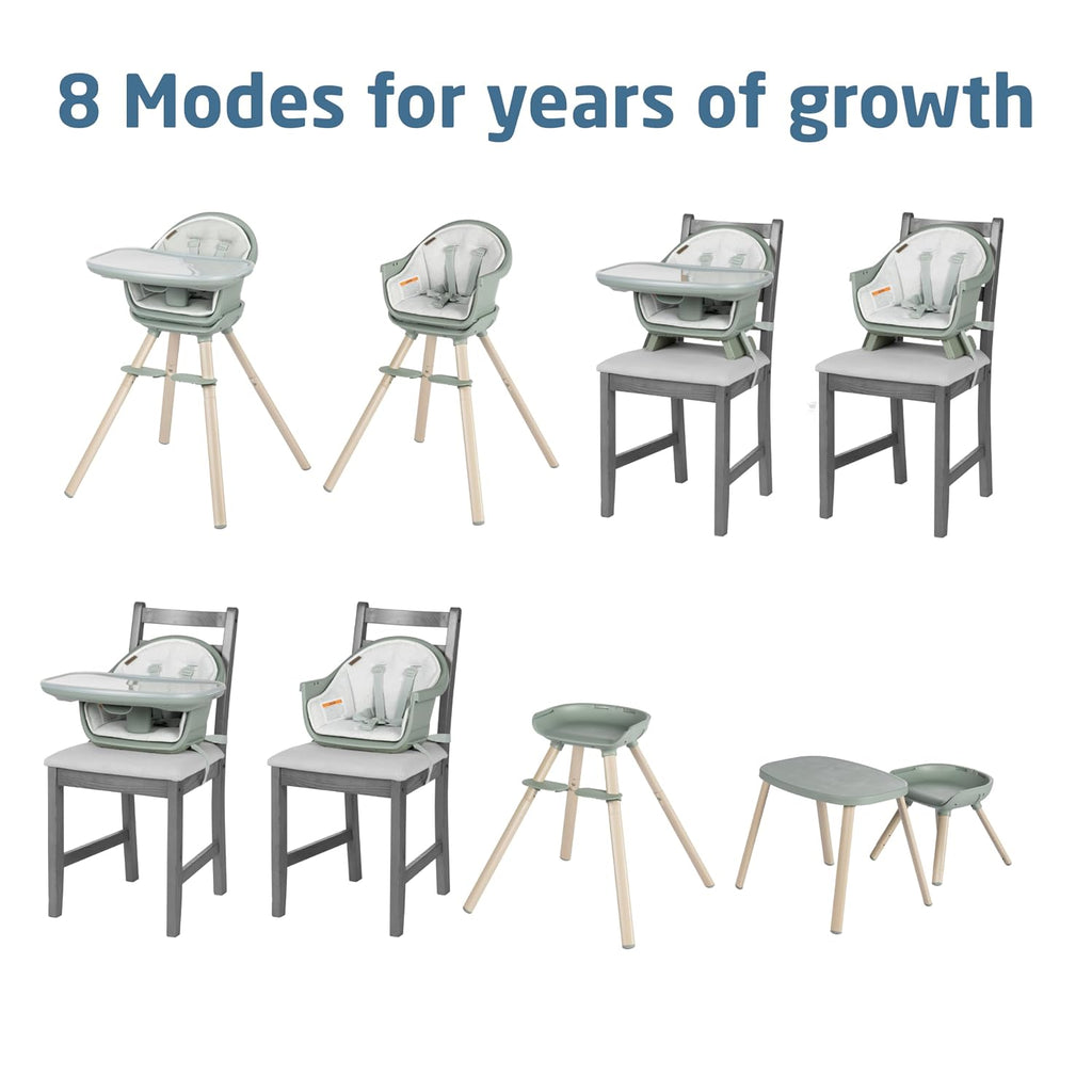 Moa 8-in-1 High Chairs for Babies and Toddlers, Machine Washable Infant High Chair, Compact, Convertible to Booster