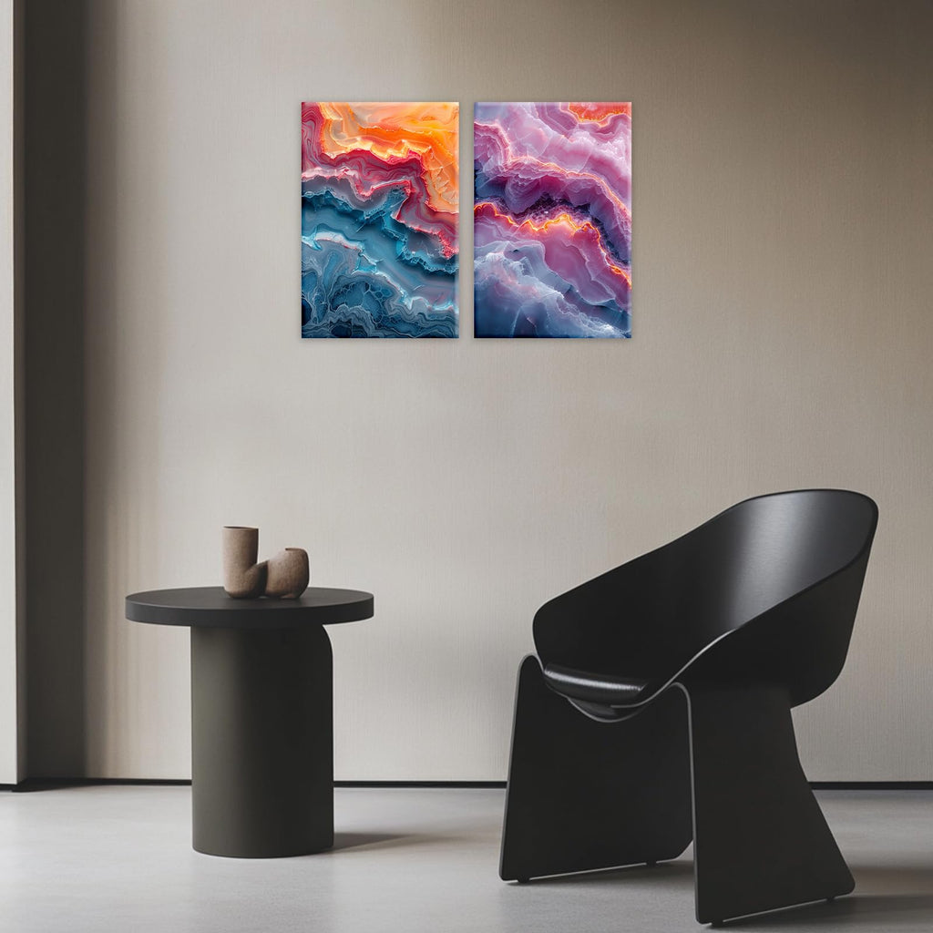 Abstract Wave Canvas Wall Art Colorful Rainbow Wave Pattern Painting Modern Home Decor Bedroom Framed Ready To