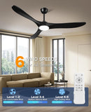 Ceiling Fans with Lights and Remote, 3 Solid Wood Blades, Outdoor Wooden Ceiling Fan with 2 Downrods for Patios, 60 Inch Modern Ceiling Fan with Noiseless Reversible DC Motor (Black) A101-B0DFPH725N