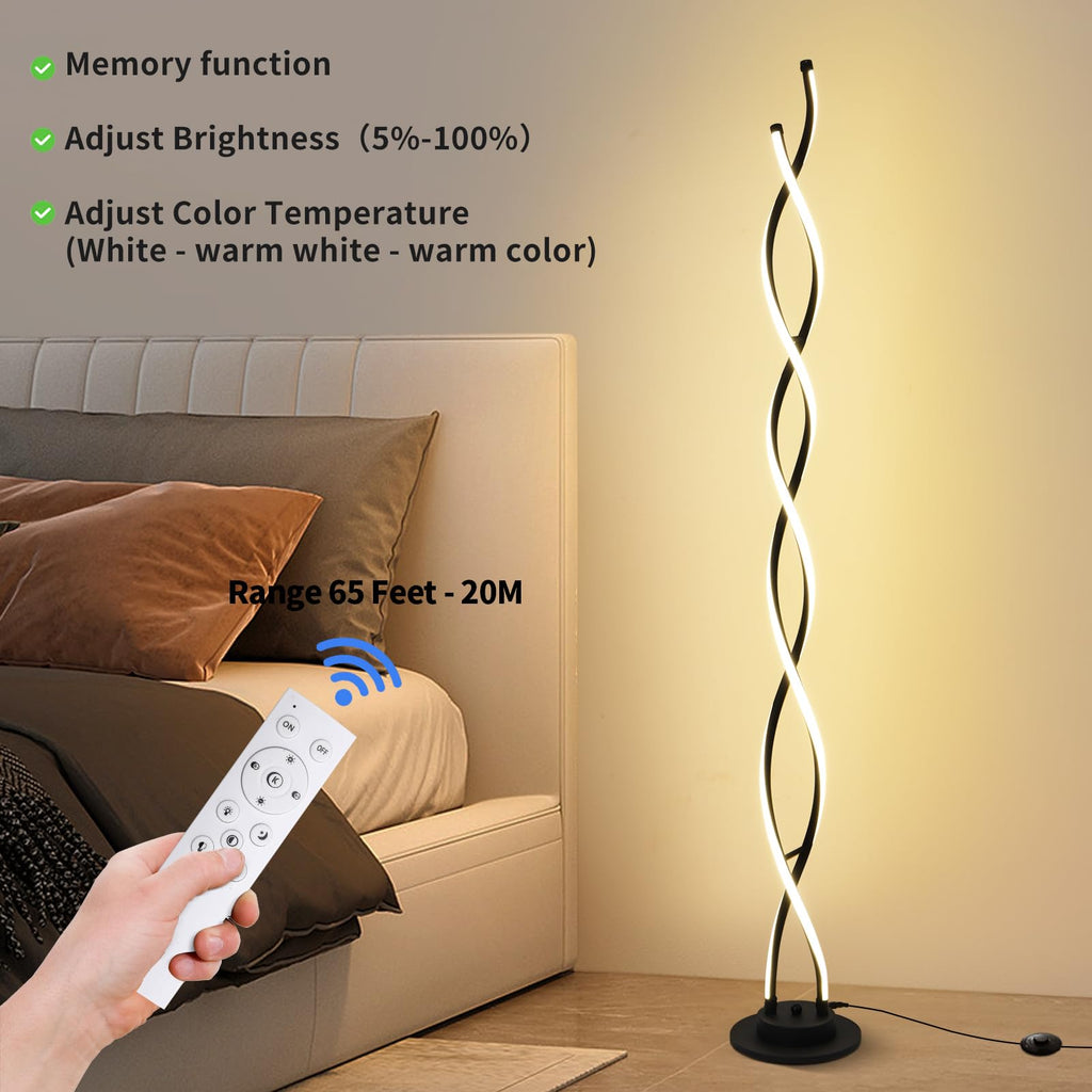 Modern Floor Lamps Black 3‐Color Remote Dimmable