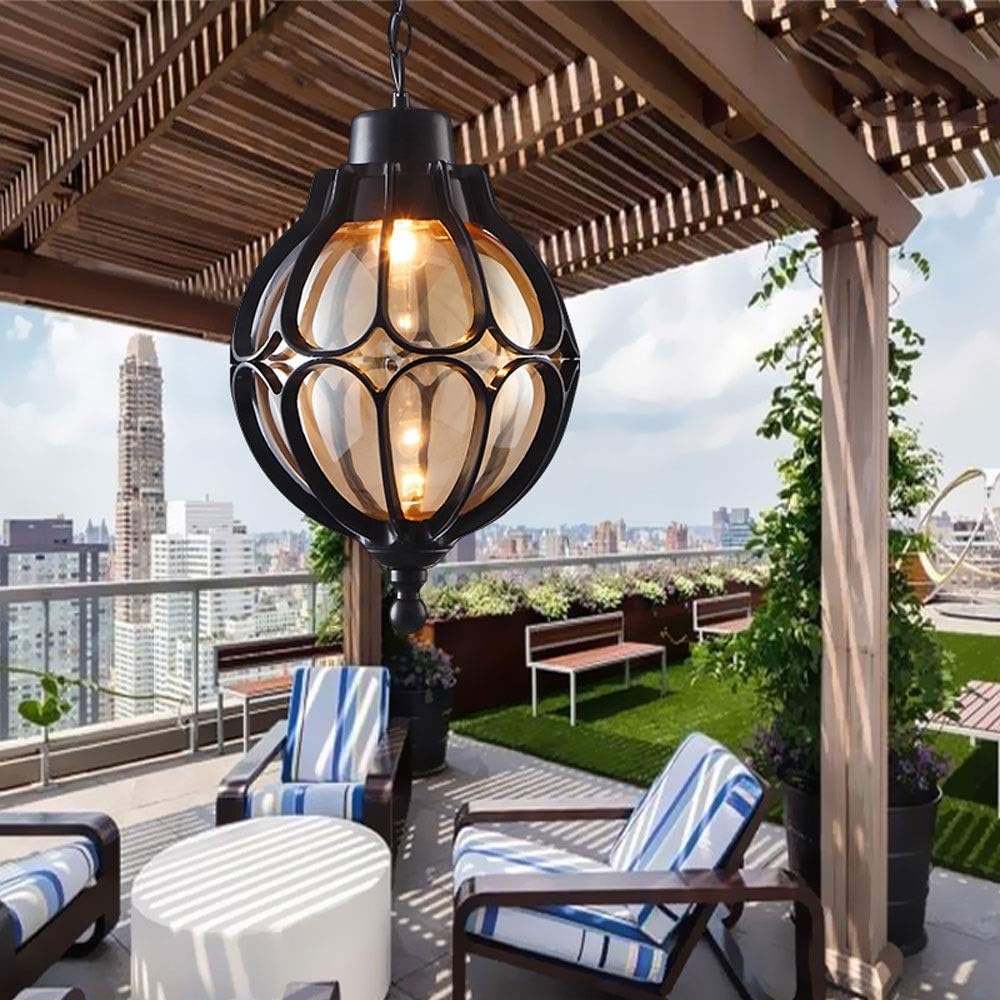Ceiling Pendant Light , V-intage Aluminium Outdoor Glass Globe Rainproof Exterior Hanging Lamps Mediterranean Ball