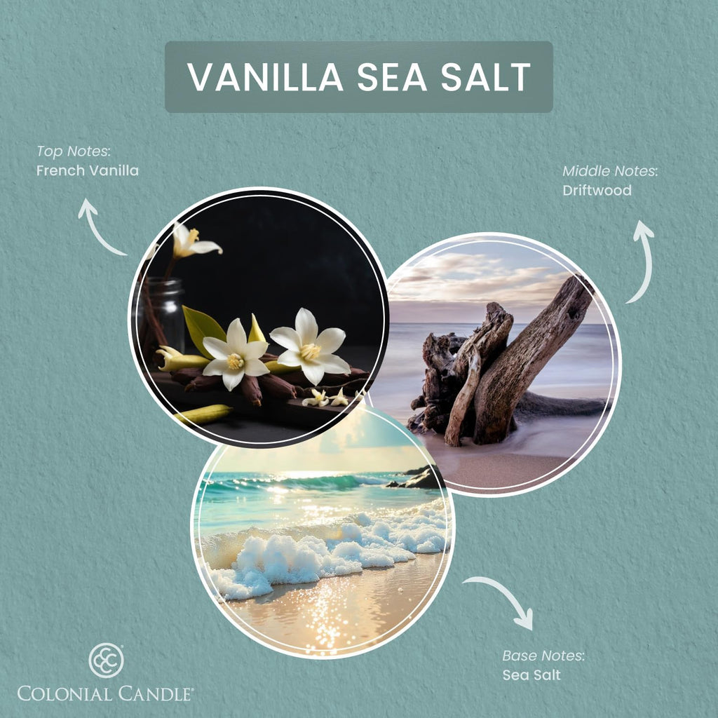Vanilla Sea Salt Scented Candle, Pop of Color Collection, 3 Wick, Blue, 14.5 oz - Up to 60 Hours Burn - Set of 145