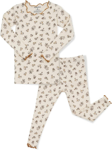 Baby Boy Girl Pajama Set 6M Kids Cute Toddler Snug fit Flower Pattern Design Pjs Cotton Sleepwear Ruffled Shirring
