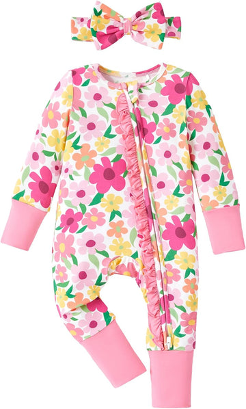 Bamboo Viscose Baby Footie with Headband