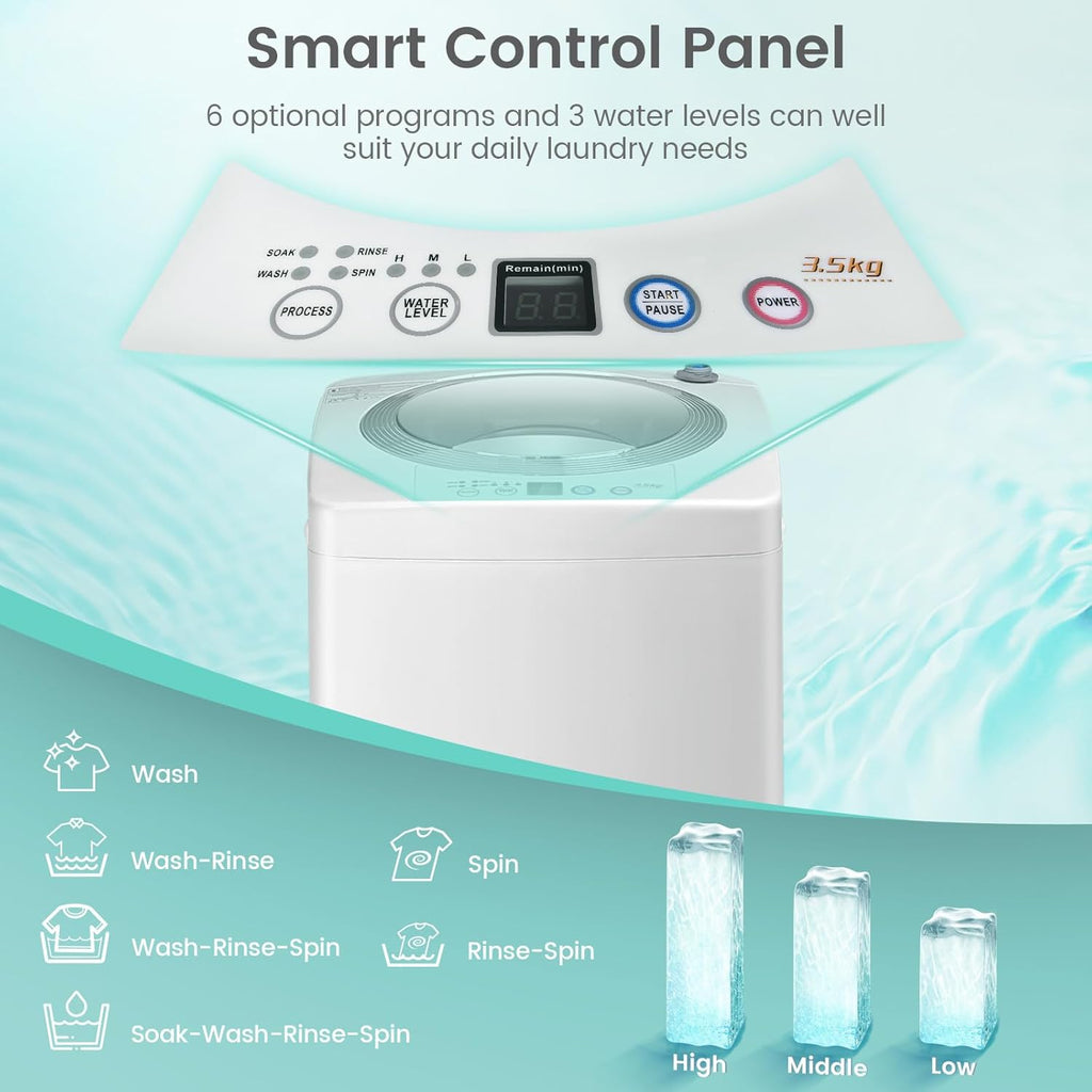 Washer and Dryer Combo Set, 8Lbs Capacity Portable Washing Machine with 6 Wash Programs and 1.5 Cu.Ft. Tumble Laundry