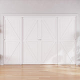 Closet Sliding Door, 96"×80"(Double Barn Doors 48"), Double K Shape Sliding Door with Hardware Kit, 