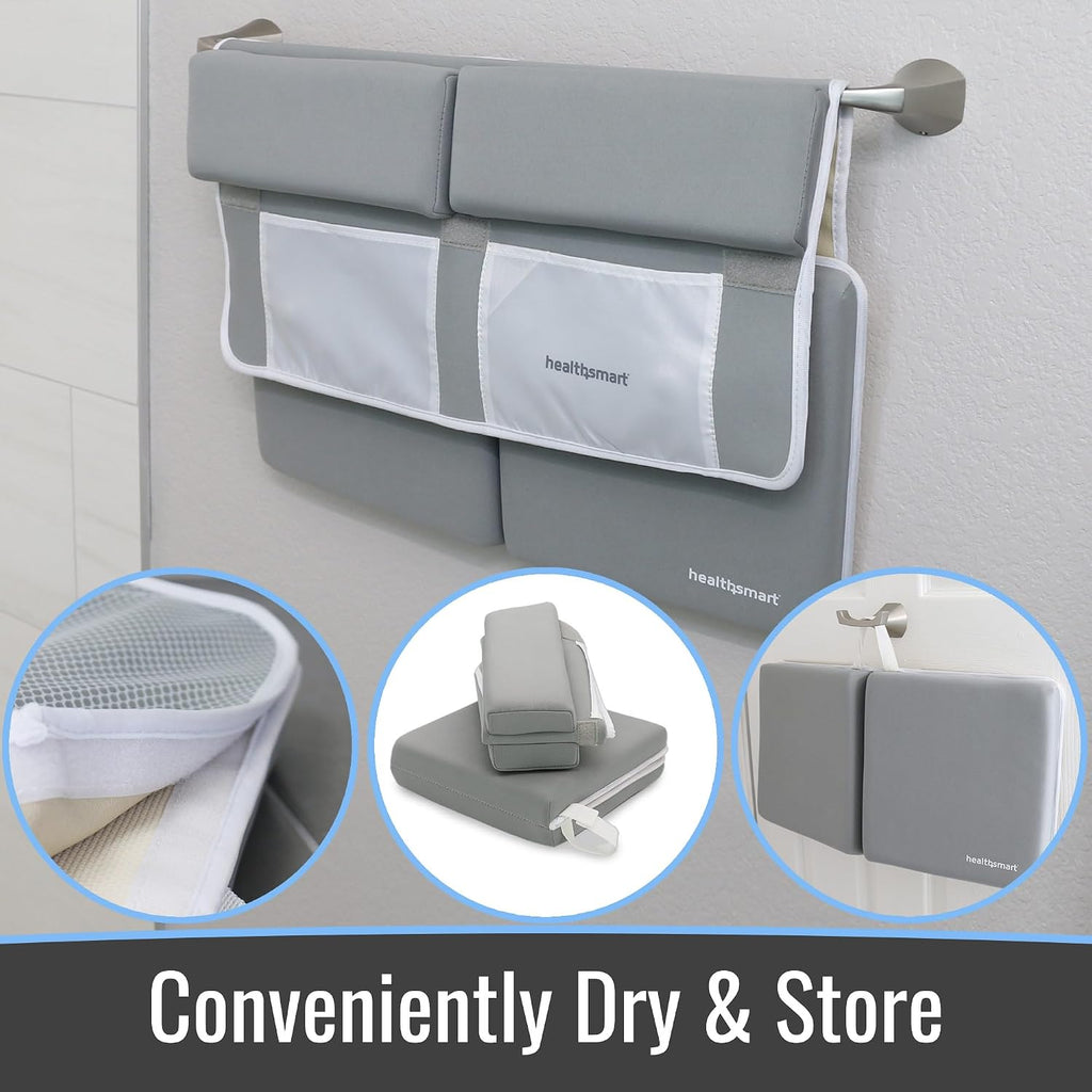 Bath Kneeler and Elbow Rest Pad Set - Ultra-Thick, Non-Slip, Water-Resistant & Machine-Washable with Toy Organizer
