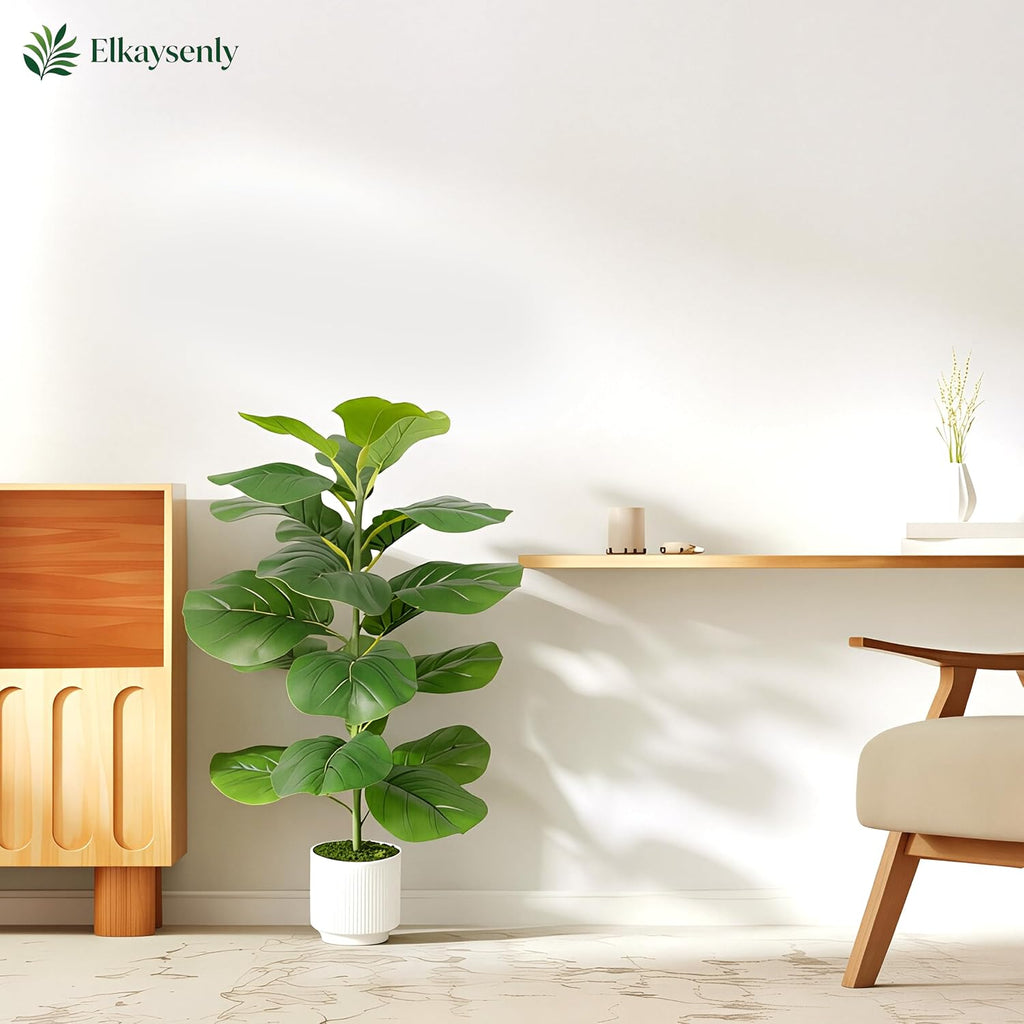 30" Fake Plants Fiddle Leaf Fig Tree,Faux Plants Indoor&Outdoor, Plants Artificial Decor Decoration - Set of 2