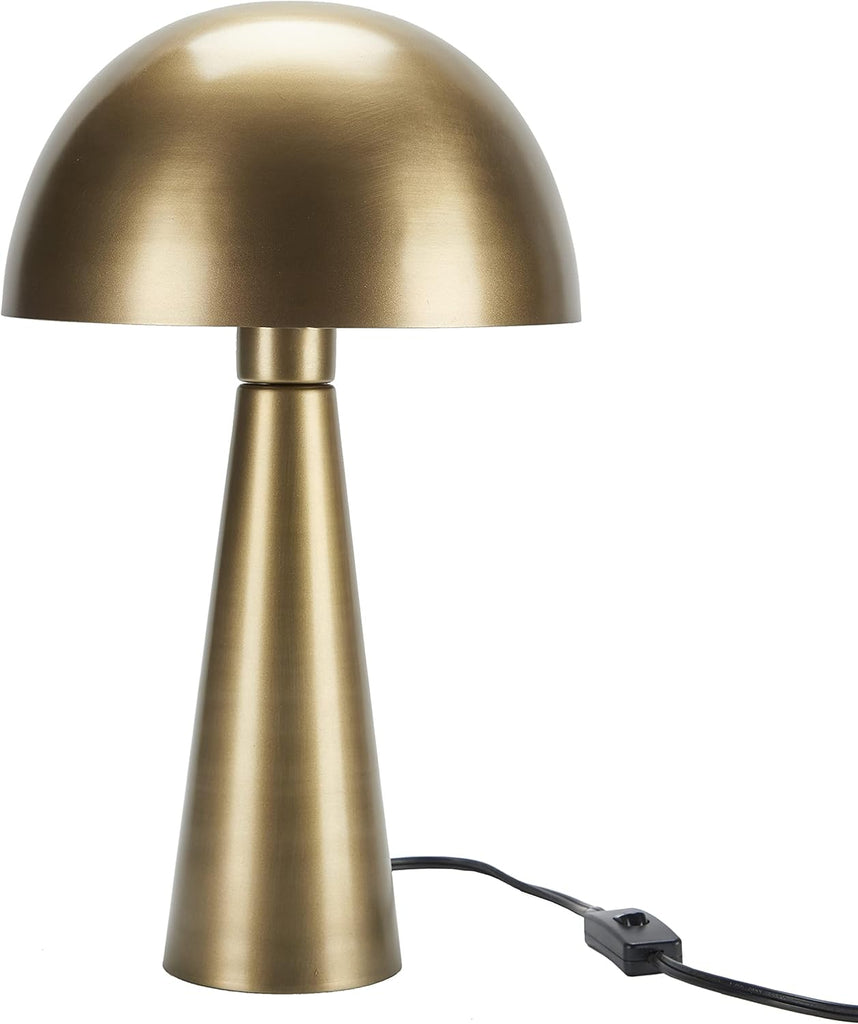 Home 16" Antique Gold Metal Mushroom Table Lamp, Modern, Retro, Desk Light, Dining, Office, Entryway