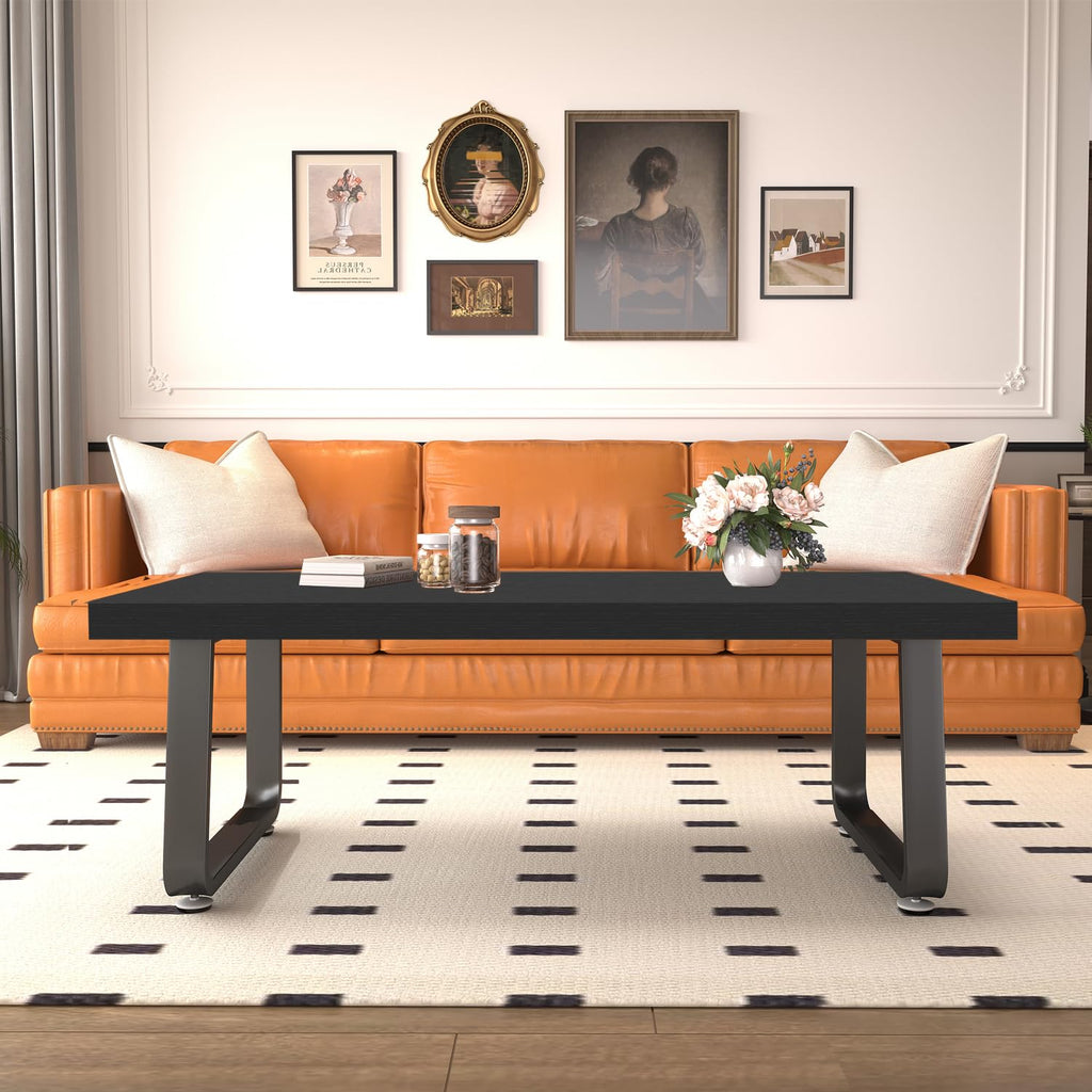 39" Wood Rectangle Coffee Table, Black Oak