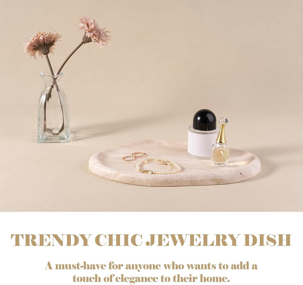 Marble Jewelry Tray Trinket Dish, Decorative Cloud Vanity Key Tray for Women, Perfume Ring Holder Dish for Ring