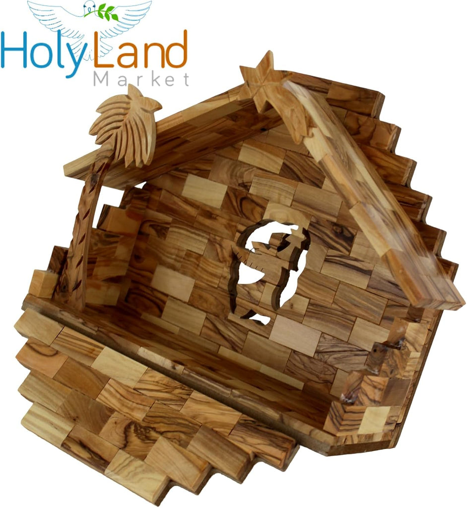 Land Market Olive Wood Nativity Set 12 Piece Bethlehem Indoor