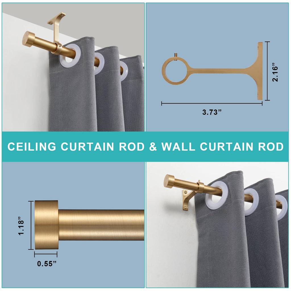 2-Pack Curtain Rod for Windows 16-28", Adjustable Window Curtain Rods with Premium Aluminum End Cap Finials and Full
