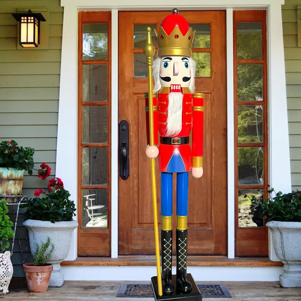 5 Feet Tall Life Size Large Christmas Wooden Nutcracker King Red and White BK8