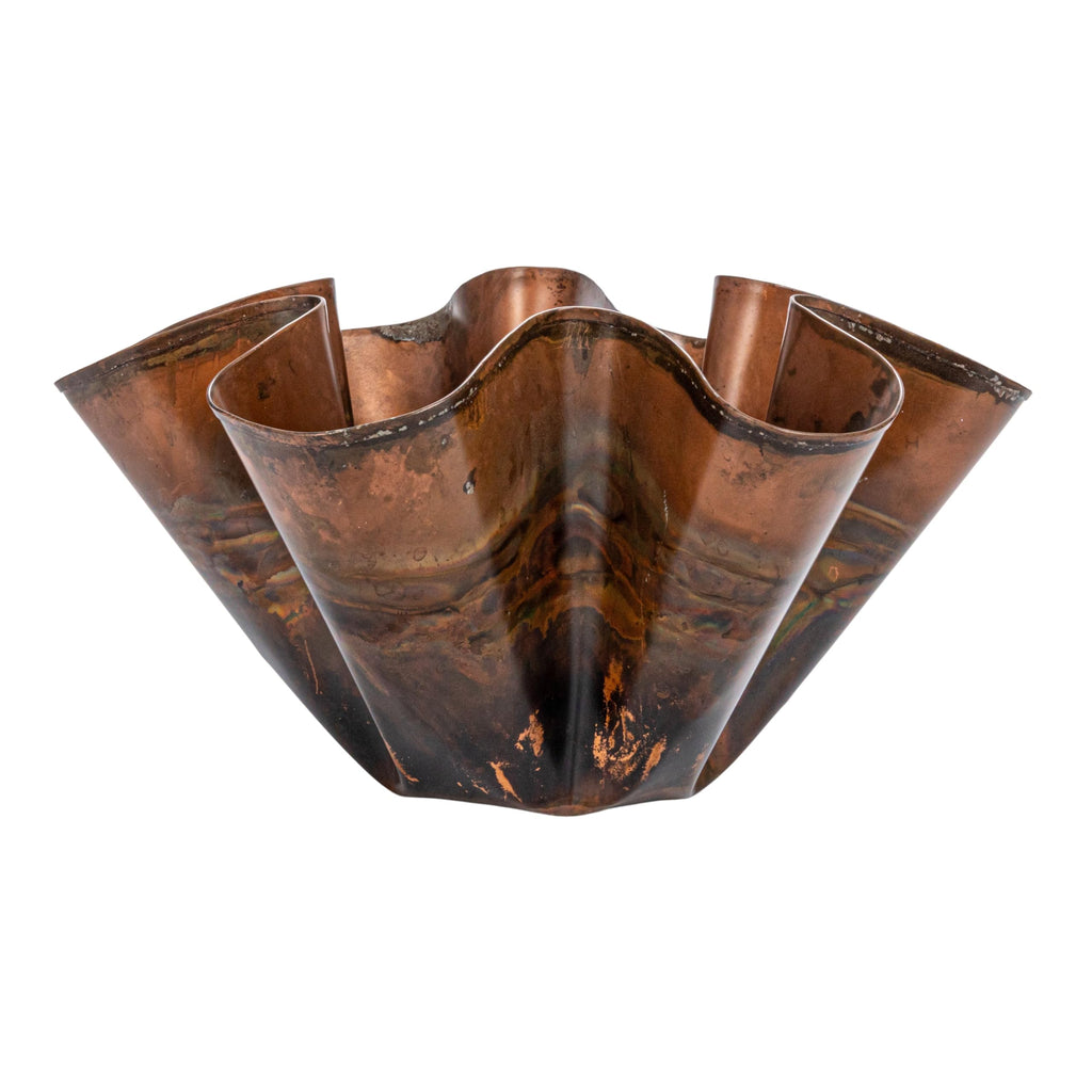 Metal Organic Shaped Planter, Oxidized Copper