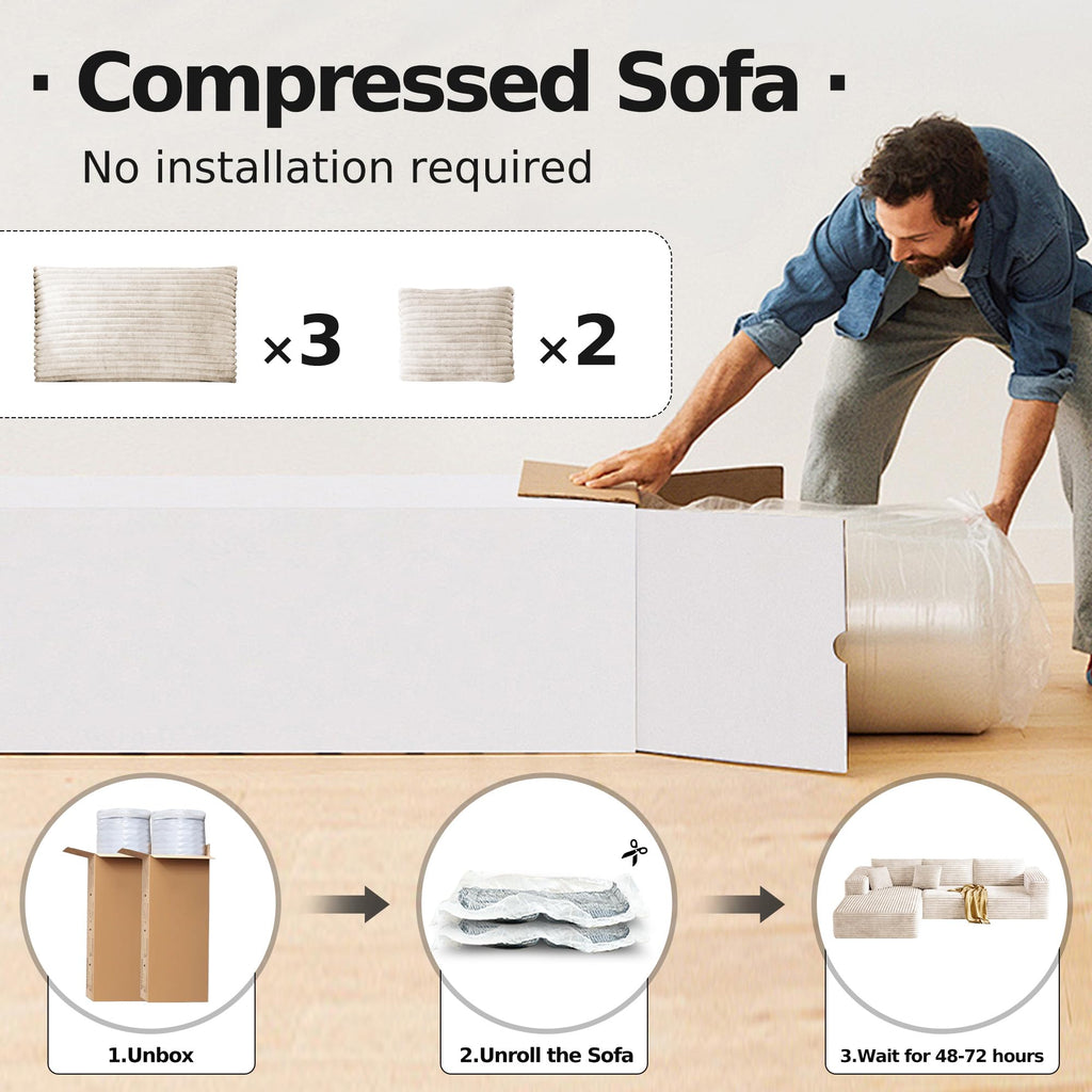 104" Boneless Sectional Couch