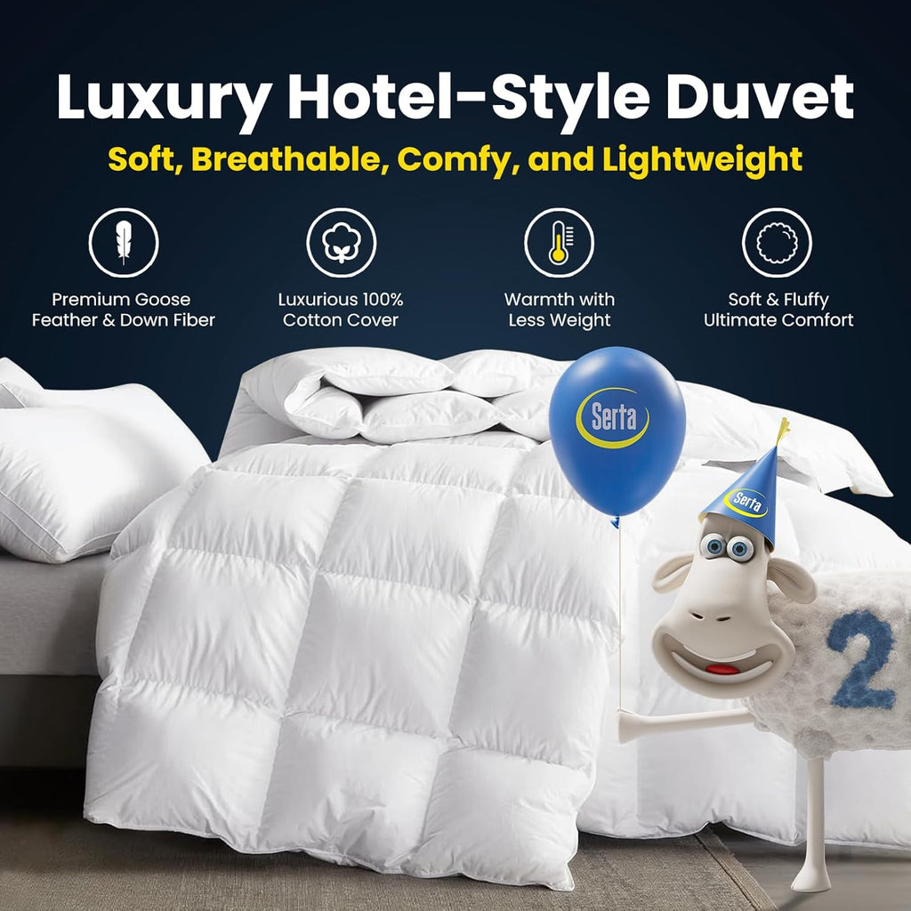 Goose Feathers Down Fiber Comforter Twin Duvet Insert,100% Cotton,Hotel Luxury Hypoallergenic Comfor