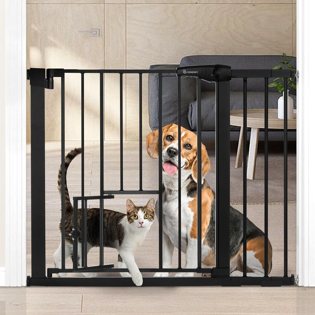 Auto Close Pet Gate with Cat Door, 29.5"-40.5" Dog Gate