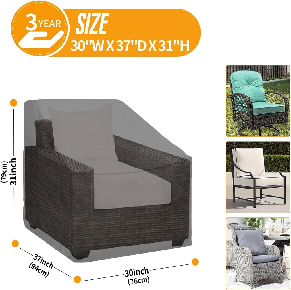 Patio Chair Covers Waterproof Winter 2 Pack - Heavy Duty Lawn Outdoor Furniture Chair Covers with Anti UV and No