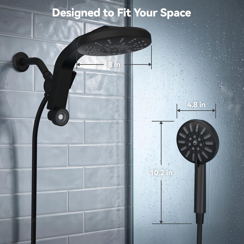 High Pressure Magnetic Shower Head with Handheld Combo Matte Black