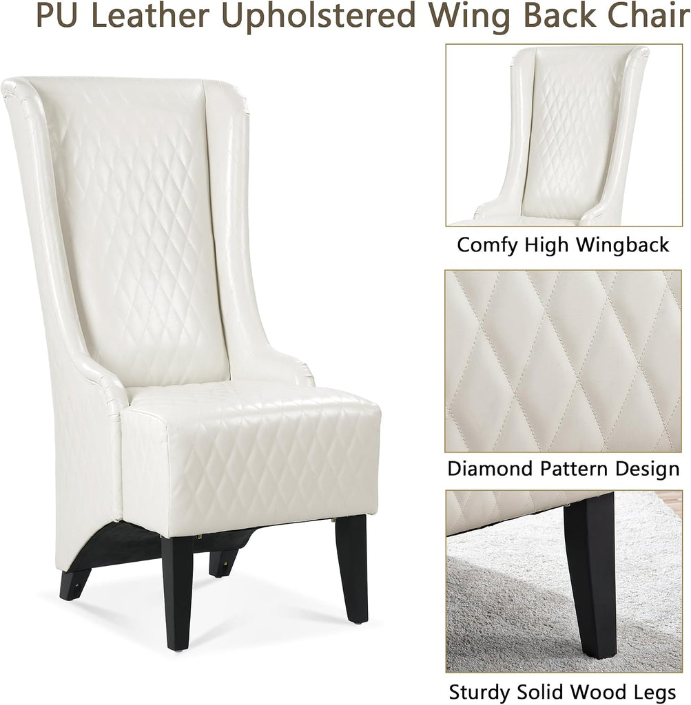 High Back Dining Chair Upholstered Wing Back Dining Chairs King Throne Royal Chair, Retro Accent Dinner Chairs