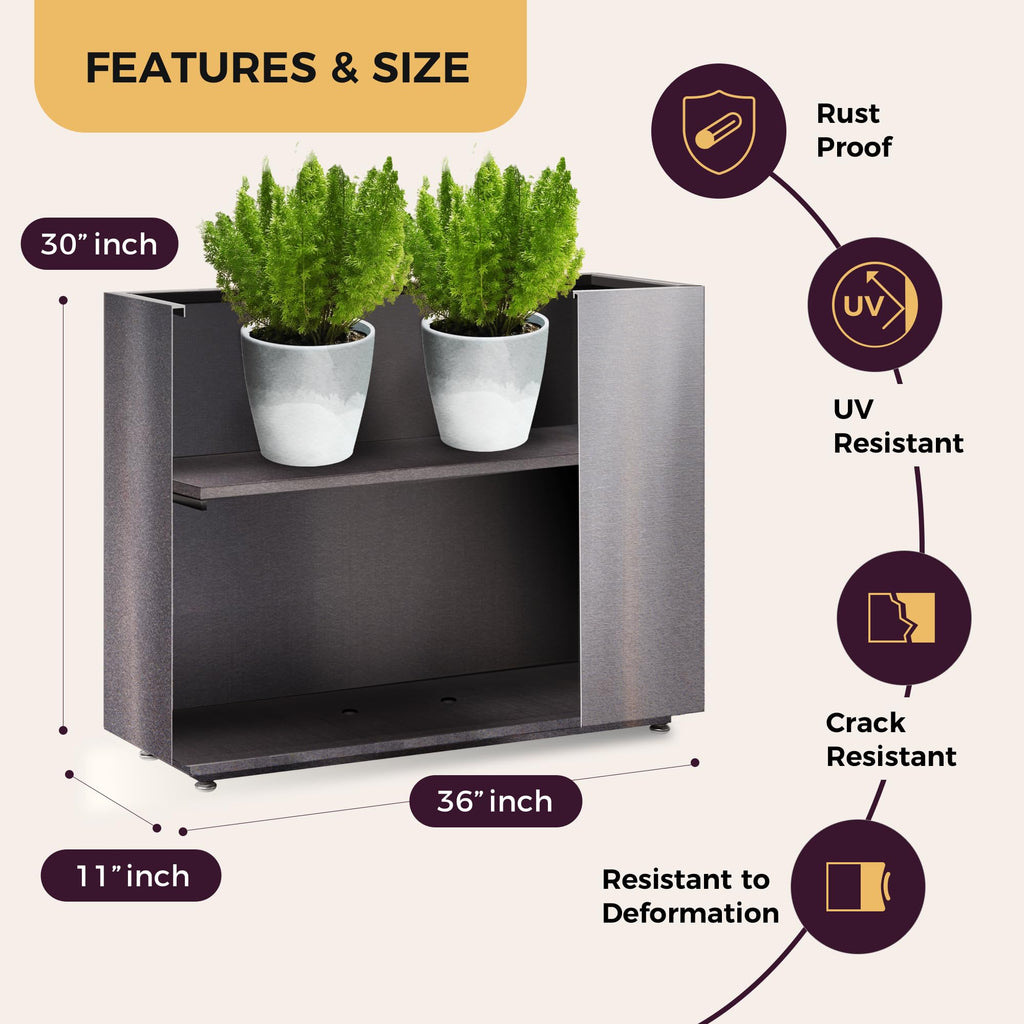 Corten Steel Style Planter Box, 36W x 11D x 30H, Not Pre-Rusted