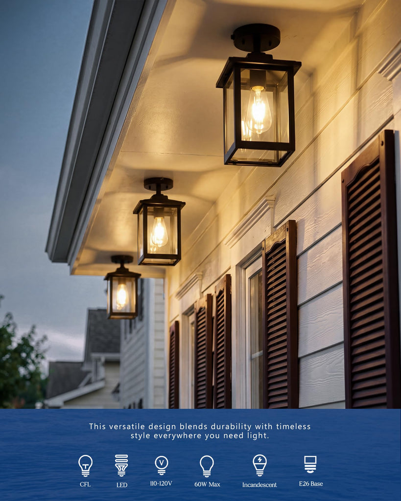 13" Dusk to Dawn Outdoor Semi Flush Mount Ceiling Light