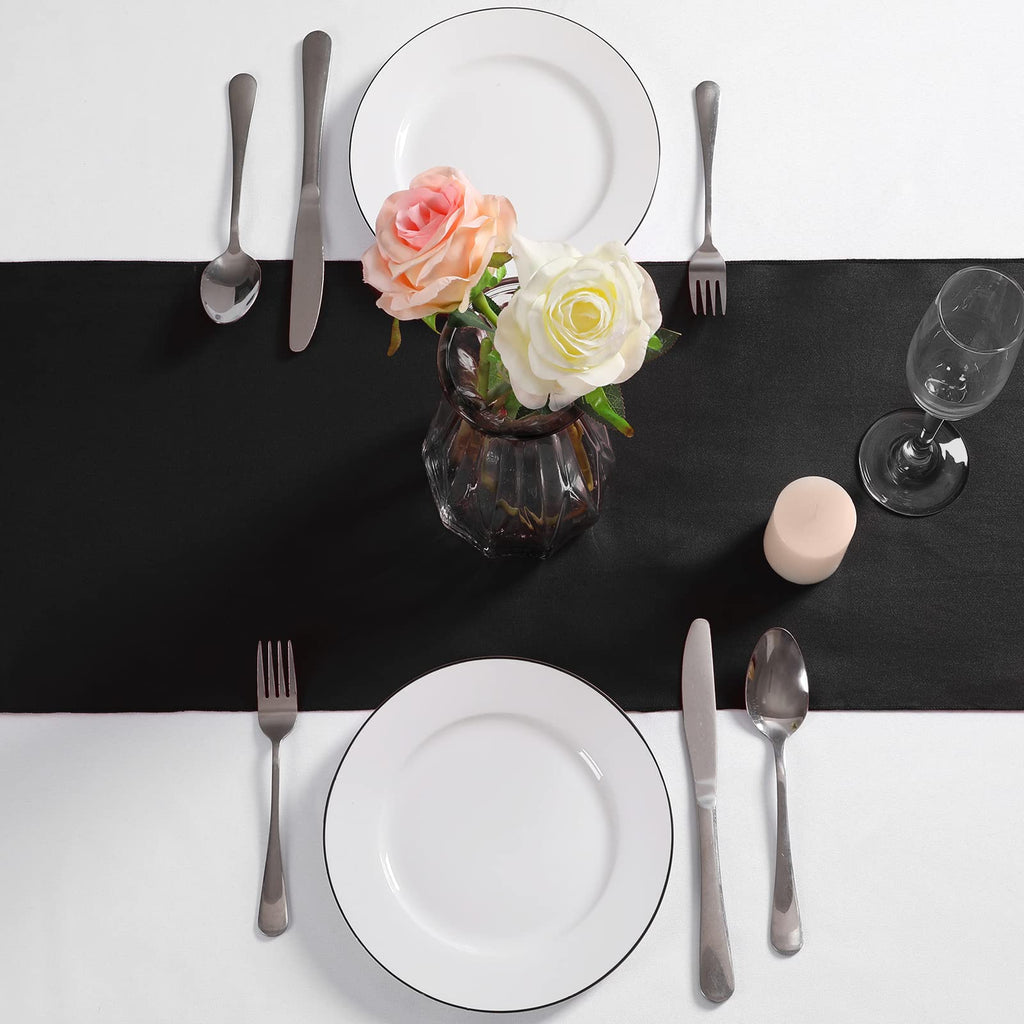 Black Satin Table Runner 12x108 - 12 Pieces