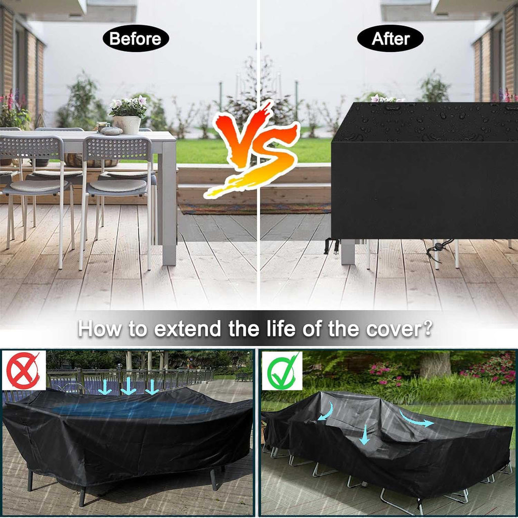 Outdoor Patio Furniture Covers Waterproof 88" L x 68" W x 30" H Rectangular Outdoor Table and Chair Set Cover Wind