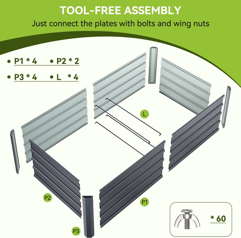6x3x1.5 FT Metal Raised Garden Bed Outdoor, Heavy Duty Planter Box | 100% Non-Toxic, 202 Gal Large Capacity