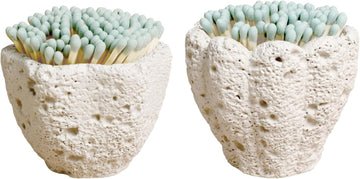 Petal Shape Match Holder with Striker, Concrete Match Jar - Set of 2