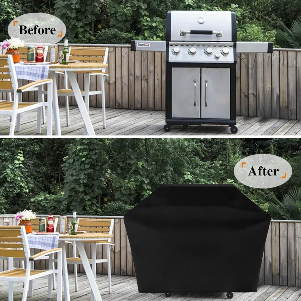 Grill Cover 65 x 30 x 46 inch, 900D Heavy Duty Gas BBQ Cover w/Side Fasteners Straps, Waterproof & Weather Resistant