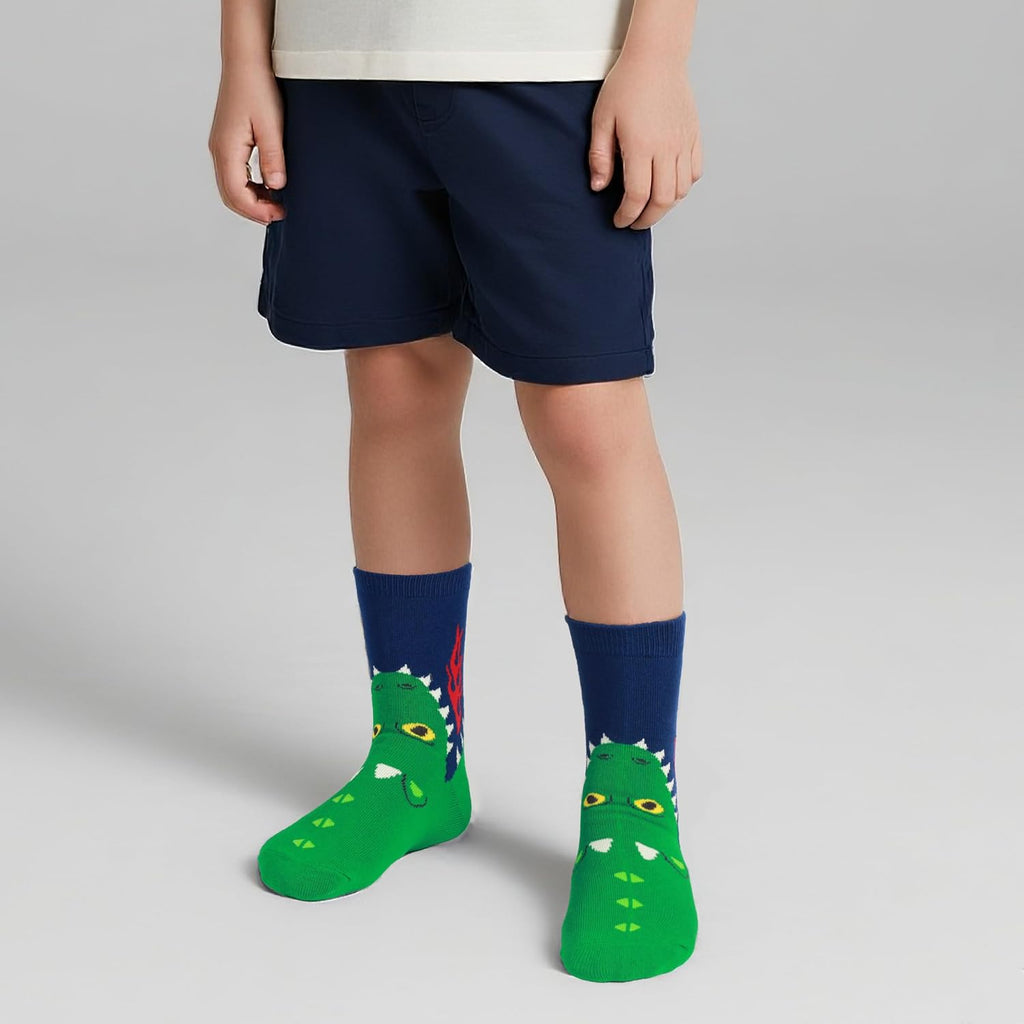 Kids Boys Crew Dress Socks Bright Colorful Pattern Design