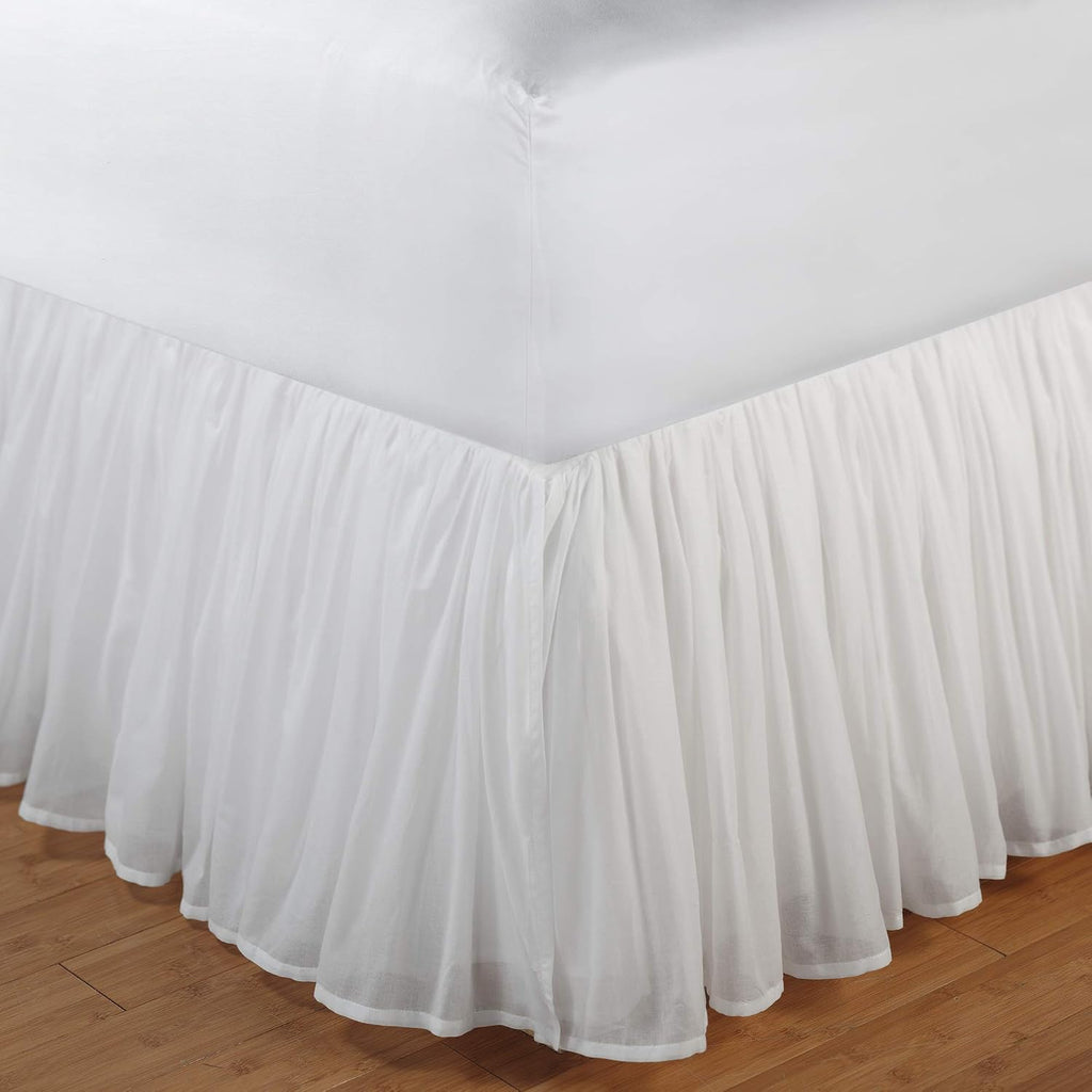 Voile Bed Skirt, Lined, Pure White, Queen 15-inch L