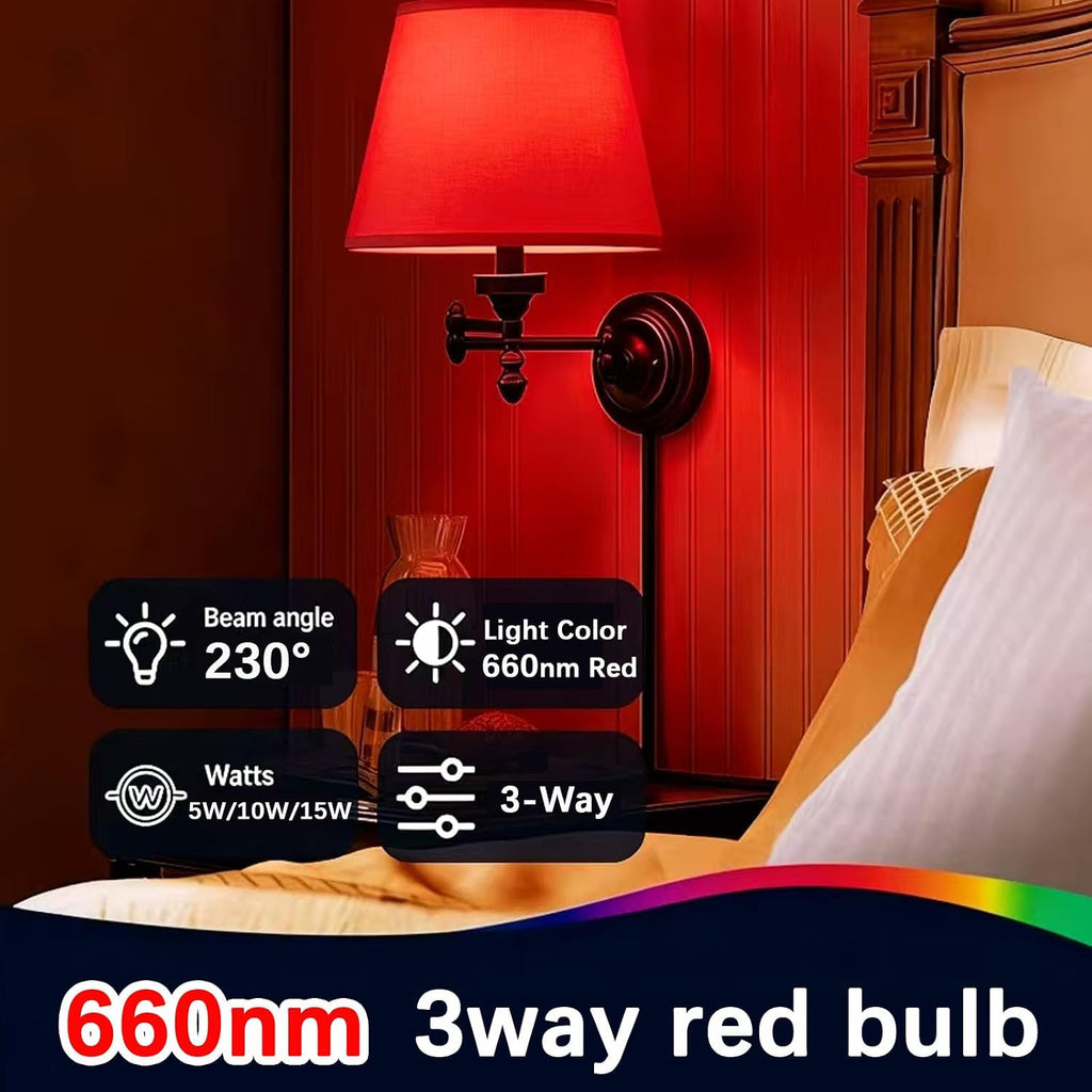 3Way Red Light Bulbs 5/10/15W 660nm LED Red Sleep Bulb
