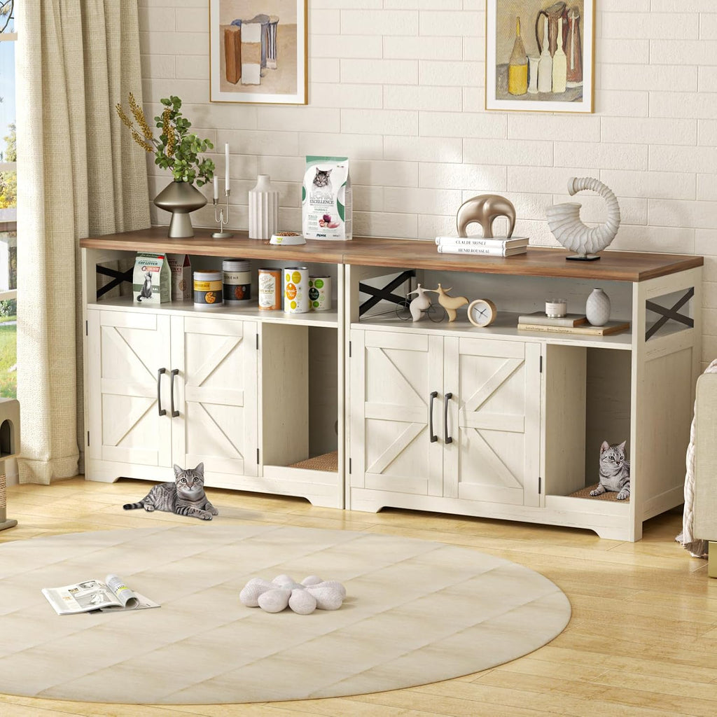 Cat Litter Box Enclosure, Hidden Litter Box with Scratch Pad