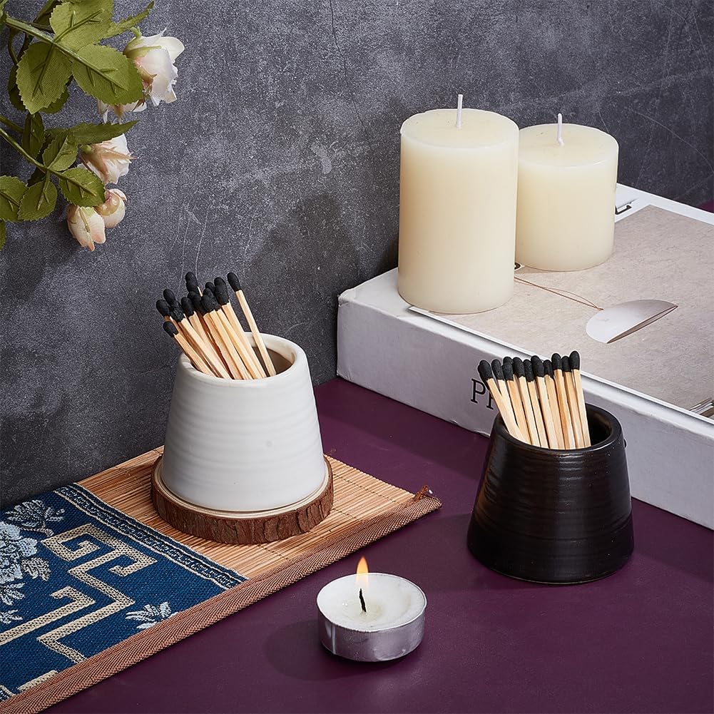 Match Holder Ceramic White Black Match Box House Matchstick Holder Pot Minimalist Cute Home Decor Matches - Set of 2
