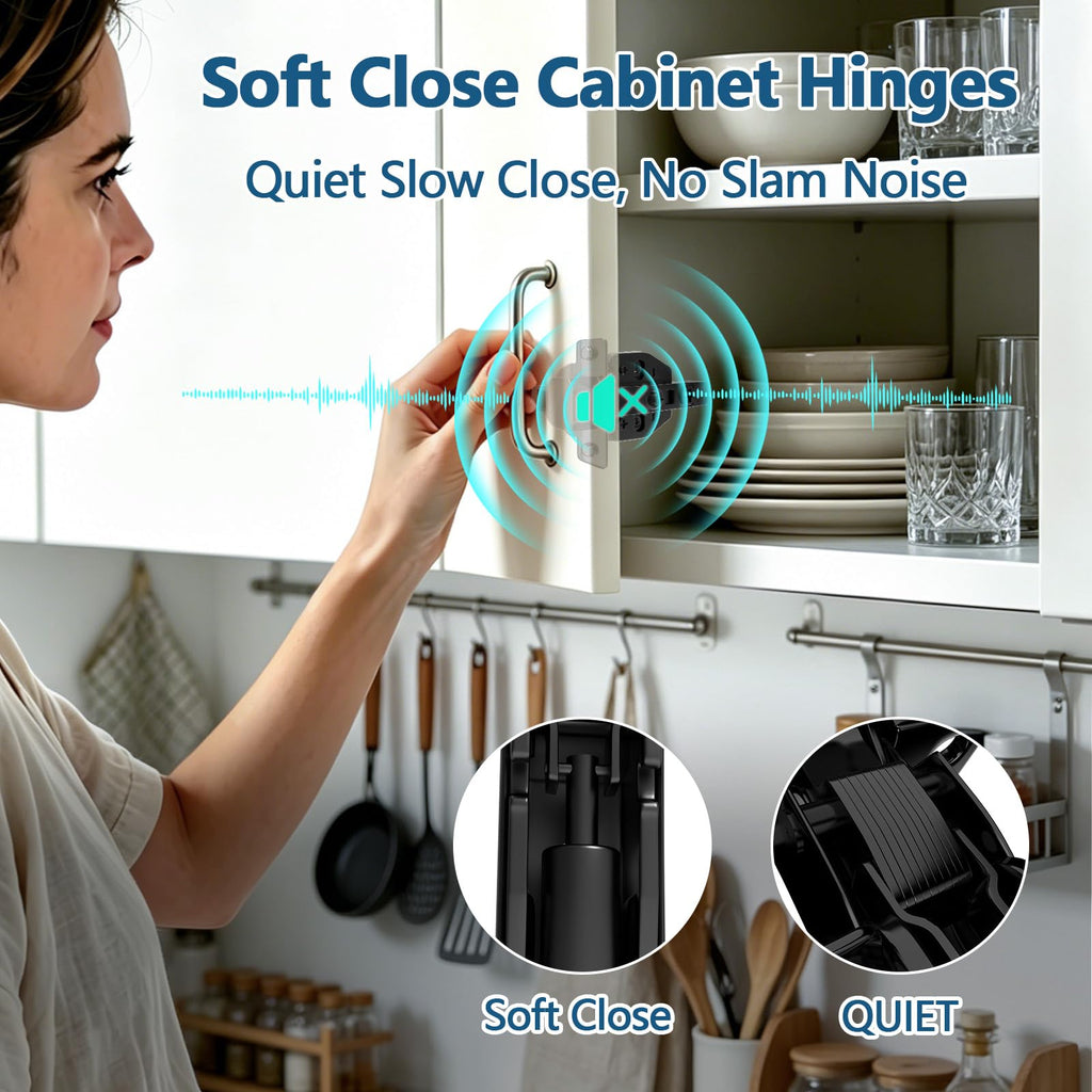 10 Pack Full Overlay Frameless Soft Close Cabinet Hinges, 110° 3D Adjustable Concealed European Hinges, Quiet