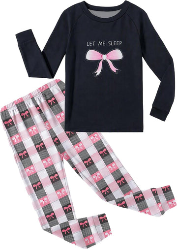 Girls Pajamas Long Sleeve Snug Fit Pjs Set Kids Cute Sleepwear