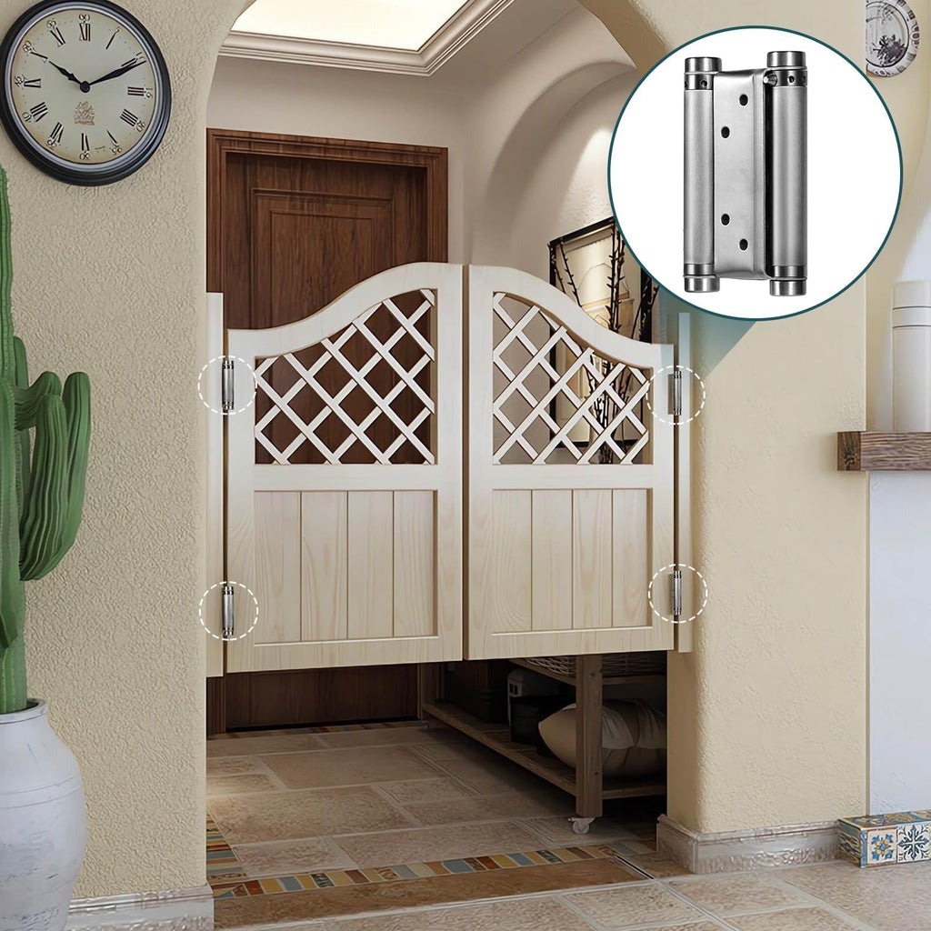 6in Double Action Spring Hinge, Self-Closing Door Hinges with Pins & Screws