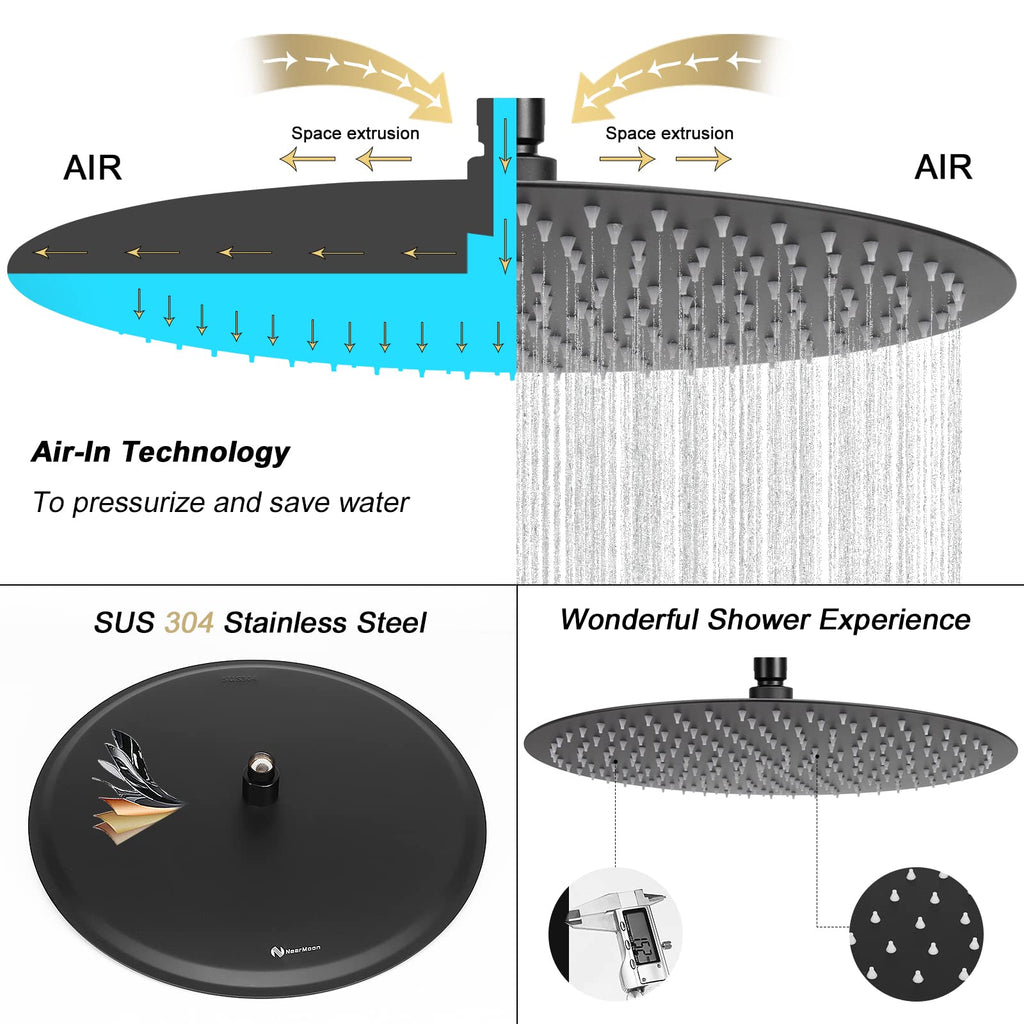 Rain Shower Head, Ultra-Thin Design-Pressure Boosting, Awesome Some Experience, High Flow Stainless Steel Rainfall