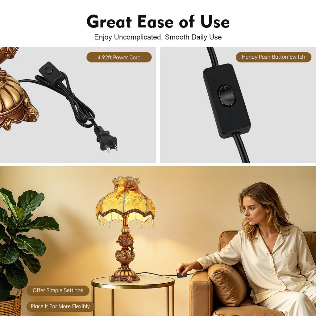 Table Lamp European Style Desk Bedside Reading Light Deco Bedroom Bedside Nightstand Reading Desk Light for Living