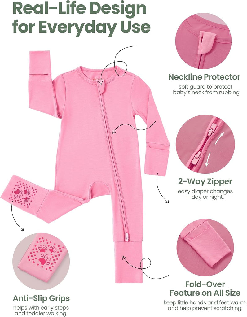 Bamboo Viscose Baby Footie Pack with Anti-Slip Grips