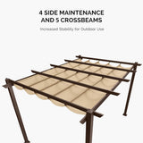 10' x 12' Outdoor Retractable Pergola Aluminum with DIY Sun Shade Canopy Patio Modern Heavy-Duty Bronze Shelter for